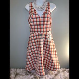 And ea wy Dress Floral/Plaid, embroidery